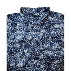 Nautica Mens Cotton-Blend Short Sleeve Button-Down Shirt Blue White Size 6XL